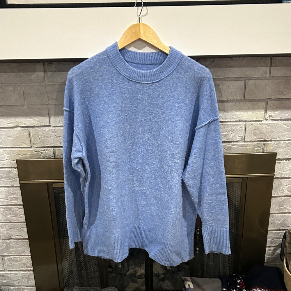 Aerie Women’s Oversized Soft Blue Crewneck Sweater